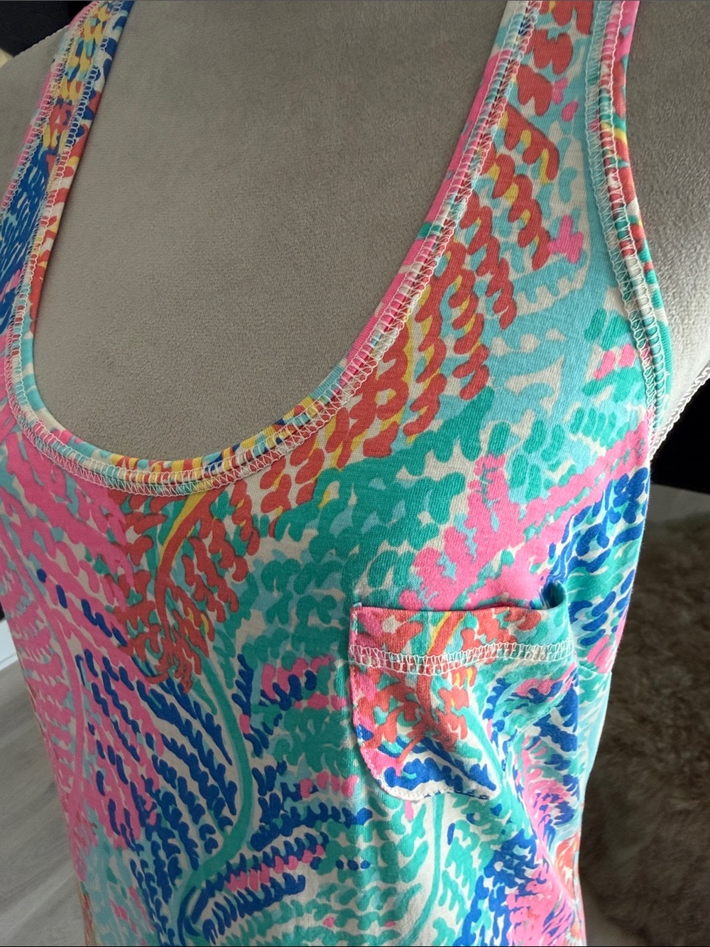 Lilly Pulitzer Pastel Floral Pima Cotton Tank - Pink Blue Yellow - Picture 5 of 5